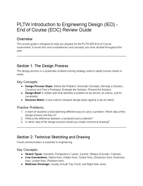 Ied Pltw Eoc Study Guide Key