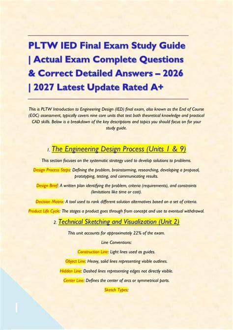 ied pltw final exam study guide