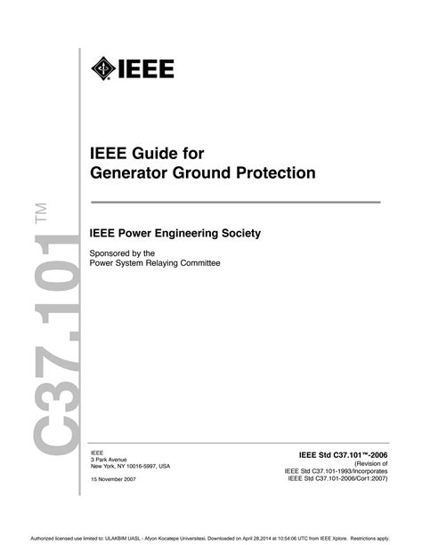Ieee Guide For Generator Ground Protection Pdf