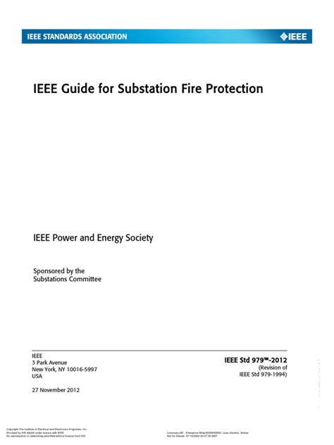 Ieee Guide For Substation Fire Protection Ieee Power And