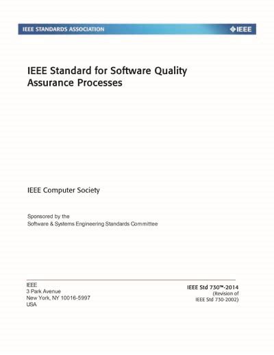 Ieee Standard 730 2014 Software Quality Assurance Processes