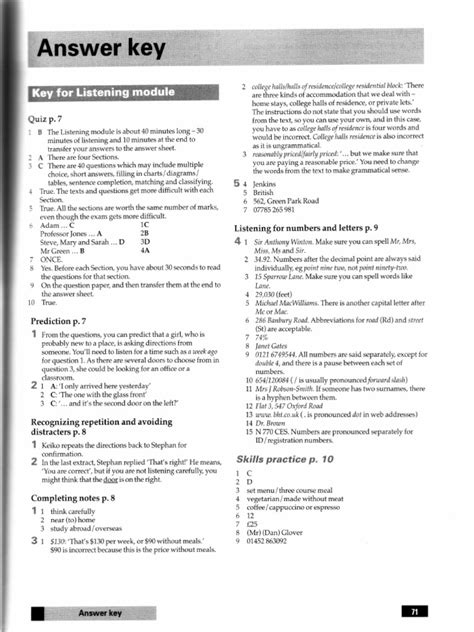 Ielts Foundation Study Skills Answer Key
