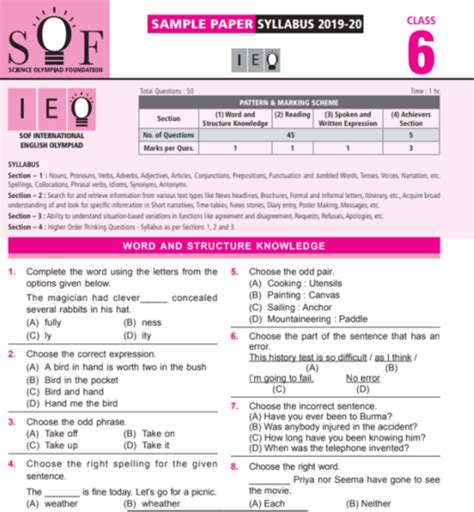 Ieo Olympiad Sample Papers