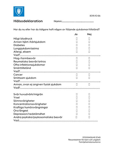 if hälsodeklaration