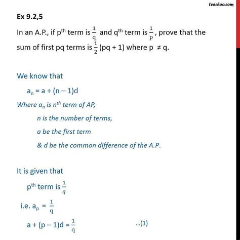 If The Pth Term Of An Ap Is Q
