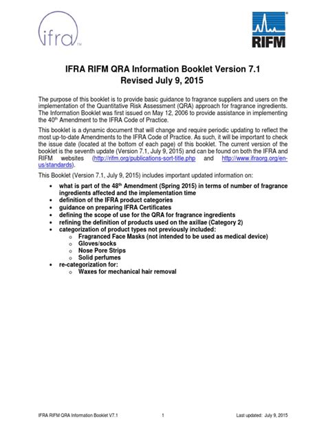 Read Online Ifra Rifm Qra Information Booklet Version 7 1 Revised July 