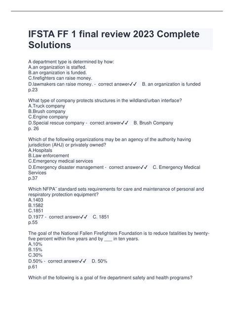 ifsta fire fighter 1 final exam questions