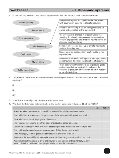 igcse economics basic economic problem igcse ec worksheet unit 2