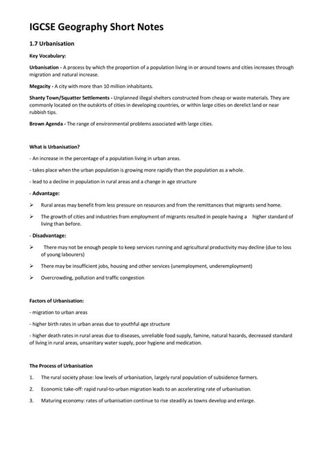 igcse geography revision notes