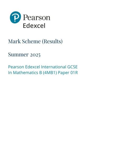 Igcse Mathematics Markscheme