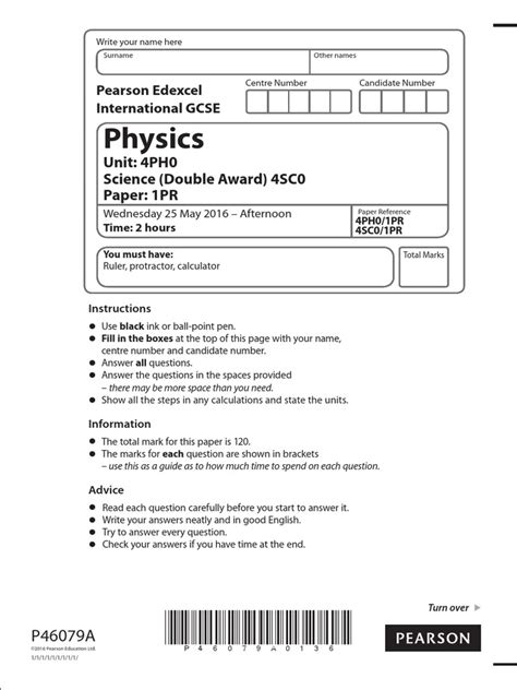 Igcse Physics Science 4ph0 4sc0 Paper 1p