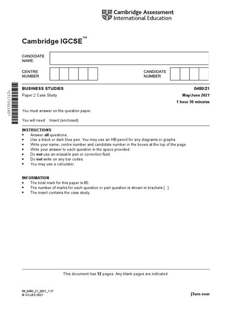 Read Igcse Business Paper 11 June 2009 