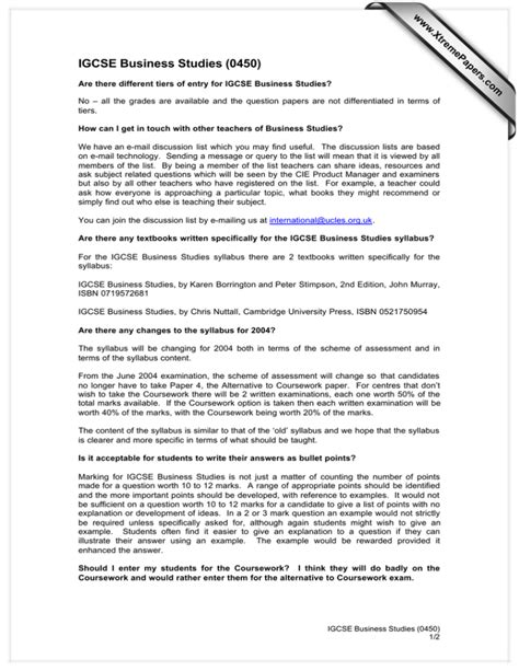Read Online Igcse Business Studies 0450 Papers Xtremepapers 