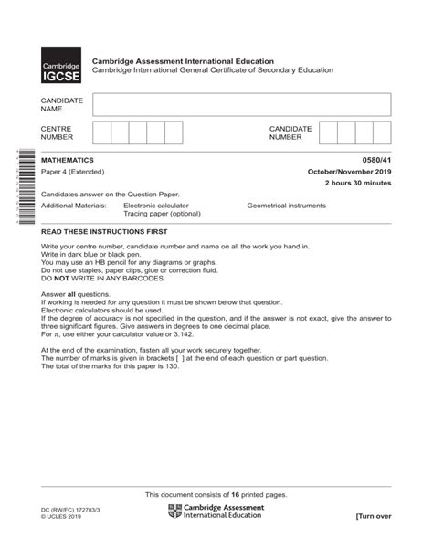 Download Igcse Cambridge November 2013 Question Papers Mathmatics File Type Pdf 