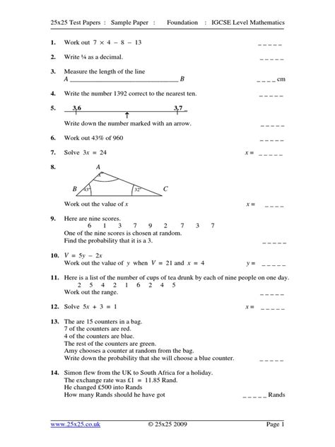 Download Igcse Math Specimen Paper 2014 