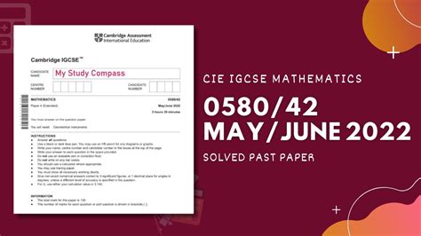 Download Igcse Mathematics 0580 May June Paper22 2011 