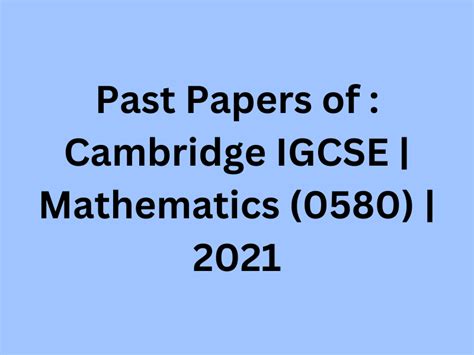 Download Igcse Mathematics 0580 Past Papers 