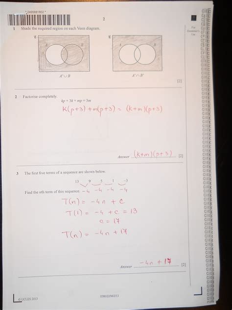 Full Download Igcse Mathematics 2013 Paper 2 Mark Scheme 