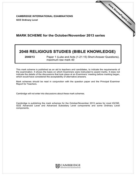 Download Igcse Xtreme Papers 2013 2048 Bible Knowledge 