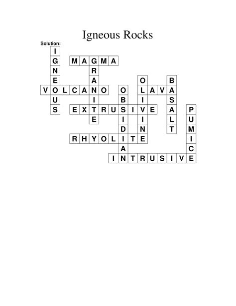 Read Igneous Rocks Crossword Answers 