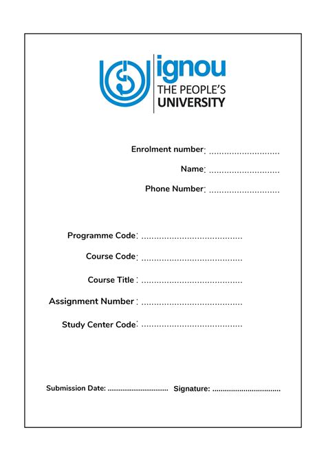 Ignou Assignment Paper Format
