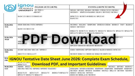 Ignou Exam Date Sheet June 2022