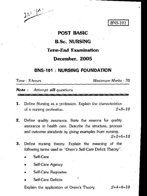 Download Ignou Bsc Nursing Old Question Papers 