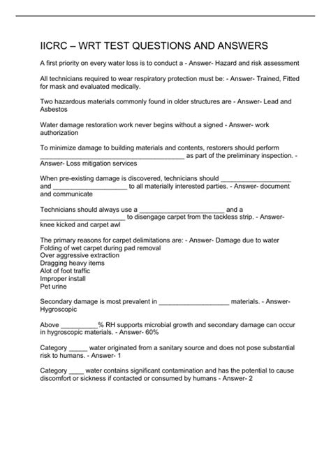 Full Download Iicrc Wrt Practice Test Answers 