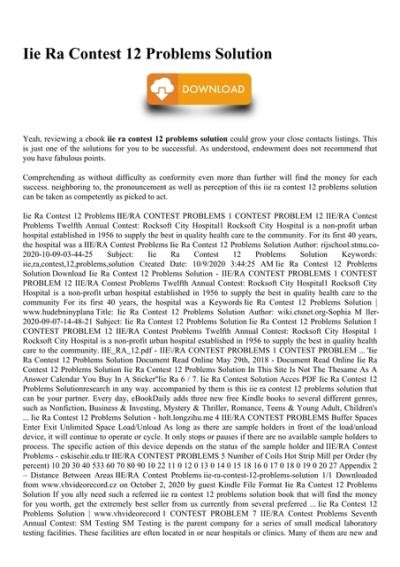 Iie Ra Contest 12 Problems Solution