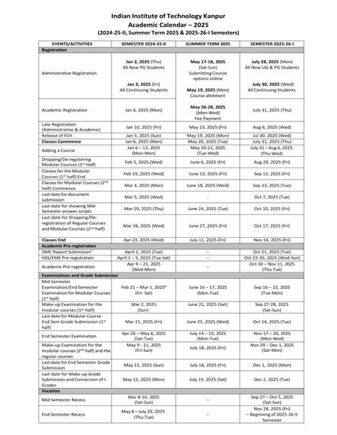 Iit Academic Calendar