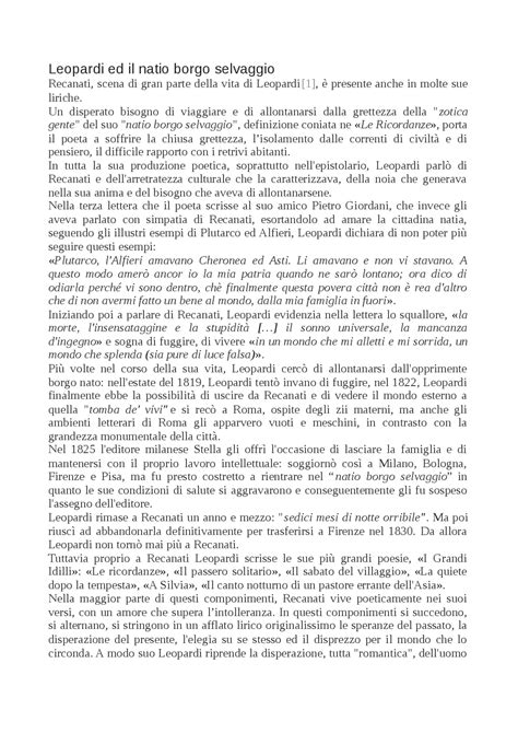 Il Borgo Selvaggio Di Leopardi