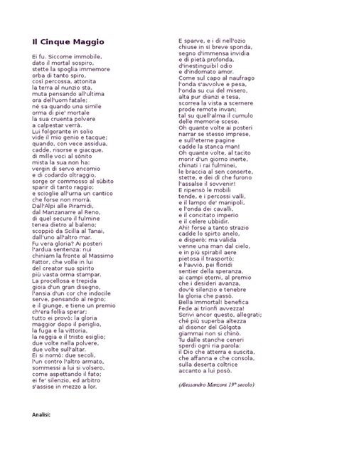 Il Cinque Maggio Testo Pdf