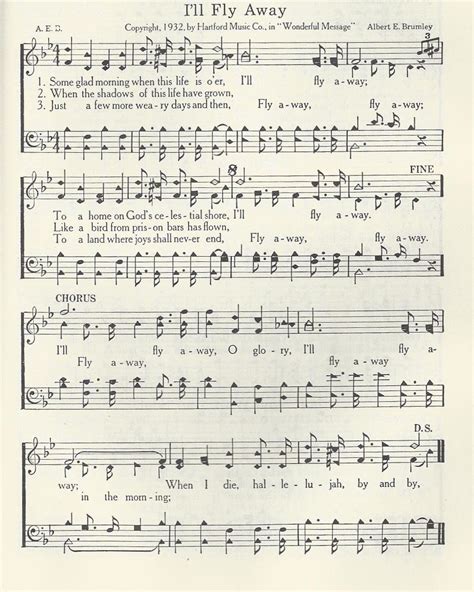 ill fly away hymn sheet music