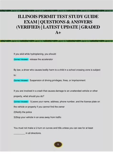 Read Illinois Permit Test Study Guide 