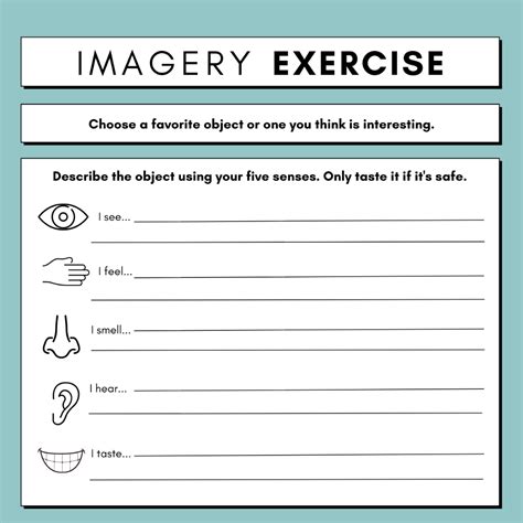 Imagery Worksheets Imagery Writing Exercises - Imagery Writing Exercises