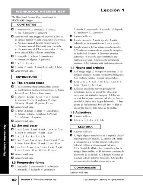 Imagina Workbook Answer Key Leccion 4