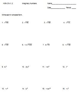 Imaginary Numbers Worksheet Pdf Mathwarehouse Com Power Of I Worksheet - Power Of I Worksheet
