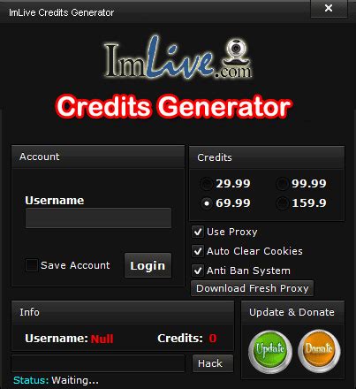 imlive credit generator password