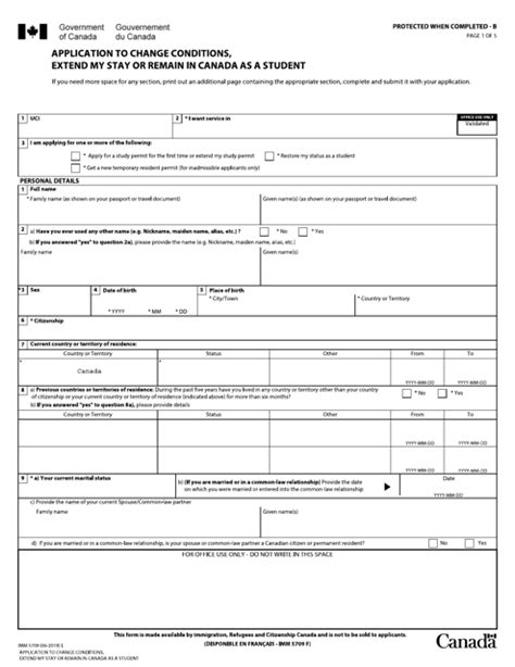 Imm5709 E Application To Change Conditions Extend My