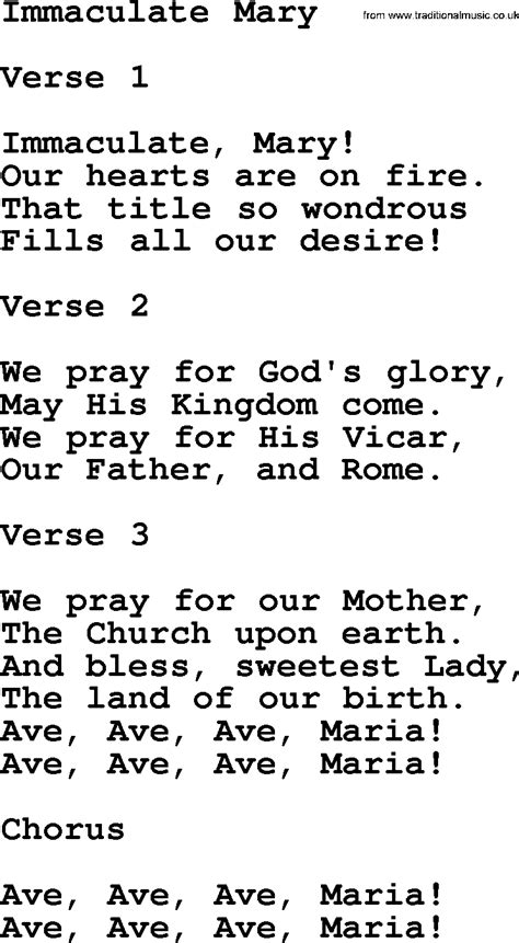 Immaculate Mary Lyrics