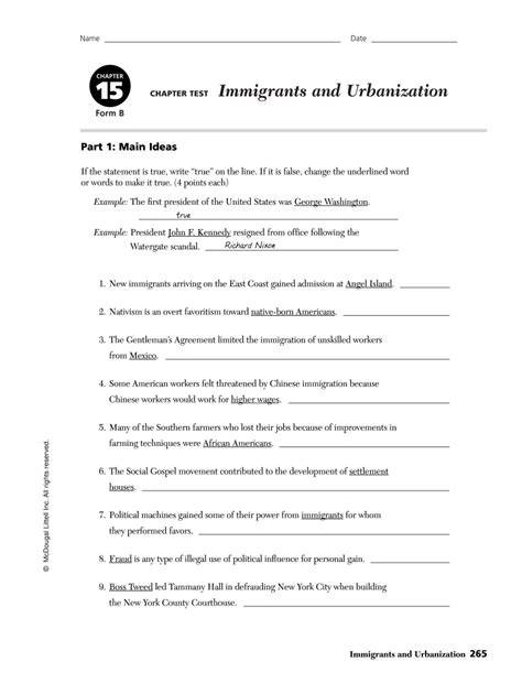 immigrants and urbanization answer key the americas