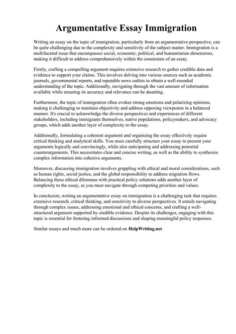 Read Online Immigration Topics For Argumentative Paper 