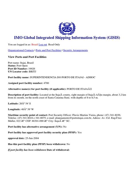 Imo Global Integrated Shipping Information System Gisis