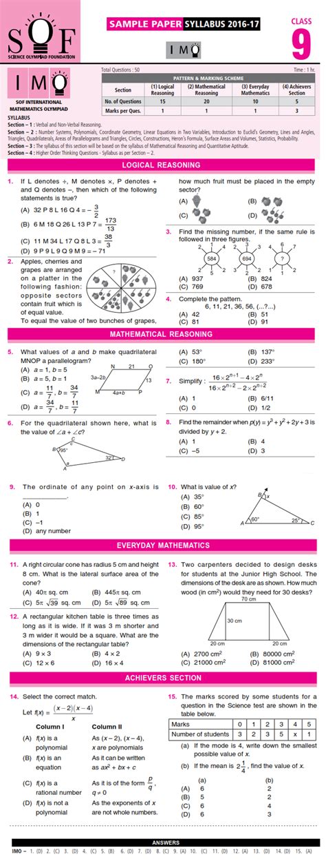 Download Imo Question Paper For Class 9 