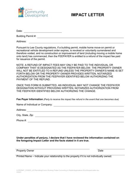 Impact Letter Template