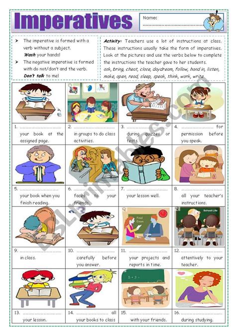 Imperative Esl Activities Worksheets Lesson Plans And Exercises Imperative Sentence Worksheet - Imperative Sentence Worksheet