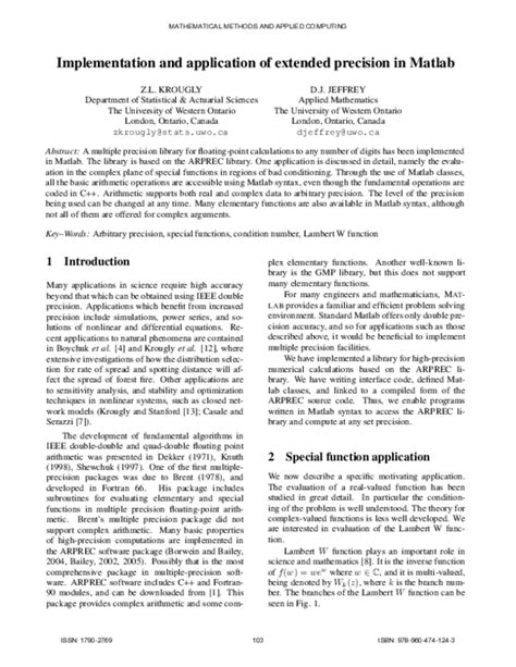 Implementation And Application Of Extended Precision In Matlab