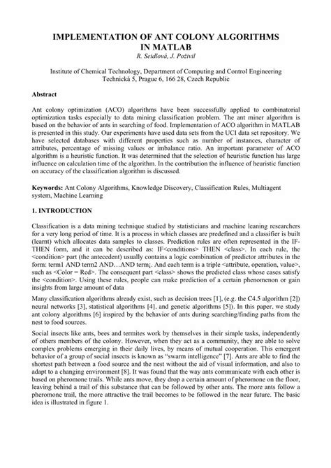 implementation of ant colony algorithms in matlab