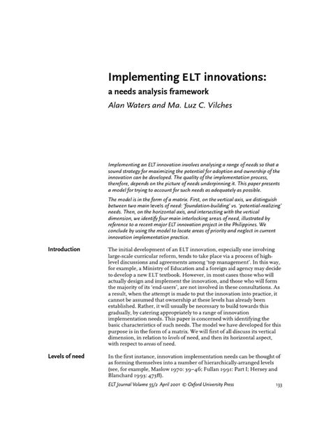 Implementing Elt Innovations Needs Analysis