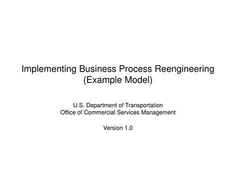 Read Implementing Business Process Reengineering Example Model 